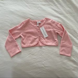 NWT Janie and Jack 2T pastel pink cotton dressy button cardigan